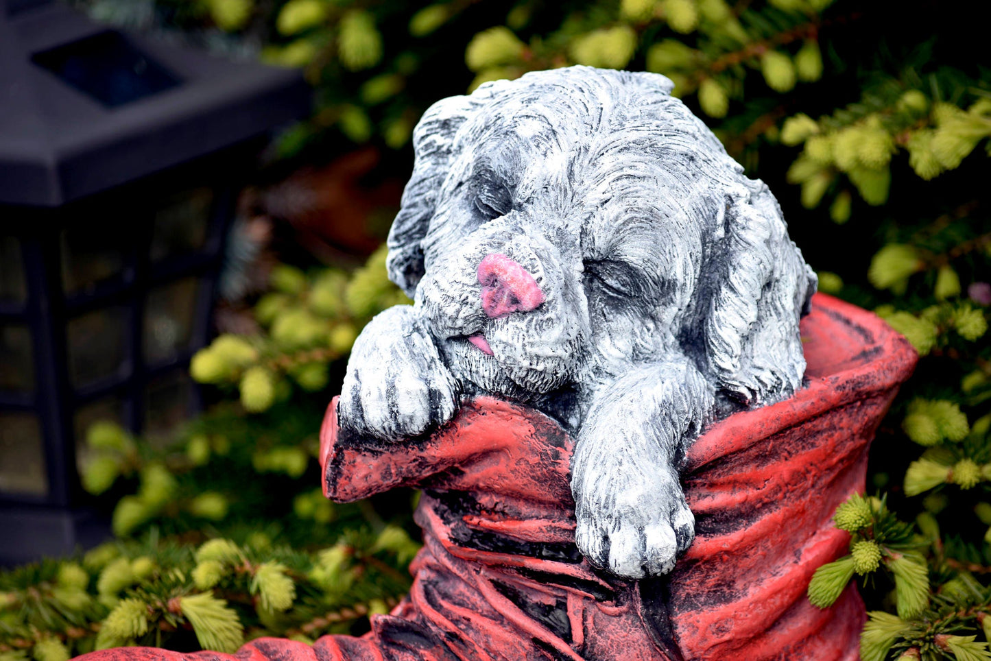 8" Sleeping Dog in A Cozy Boot Statue