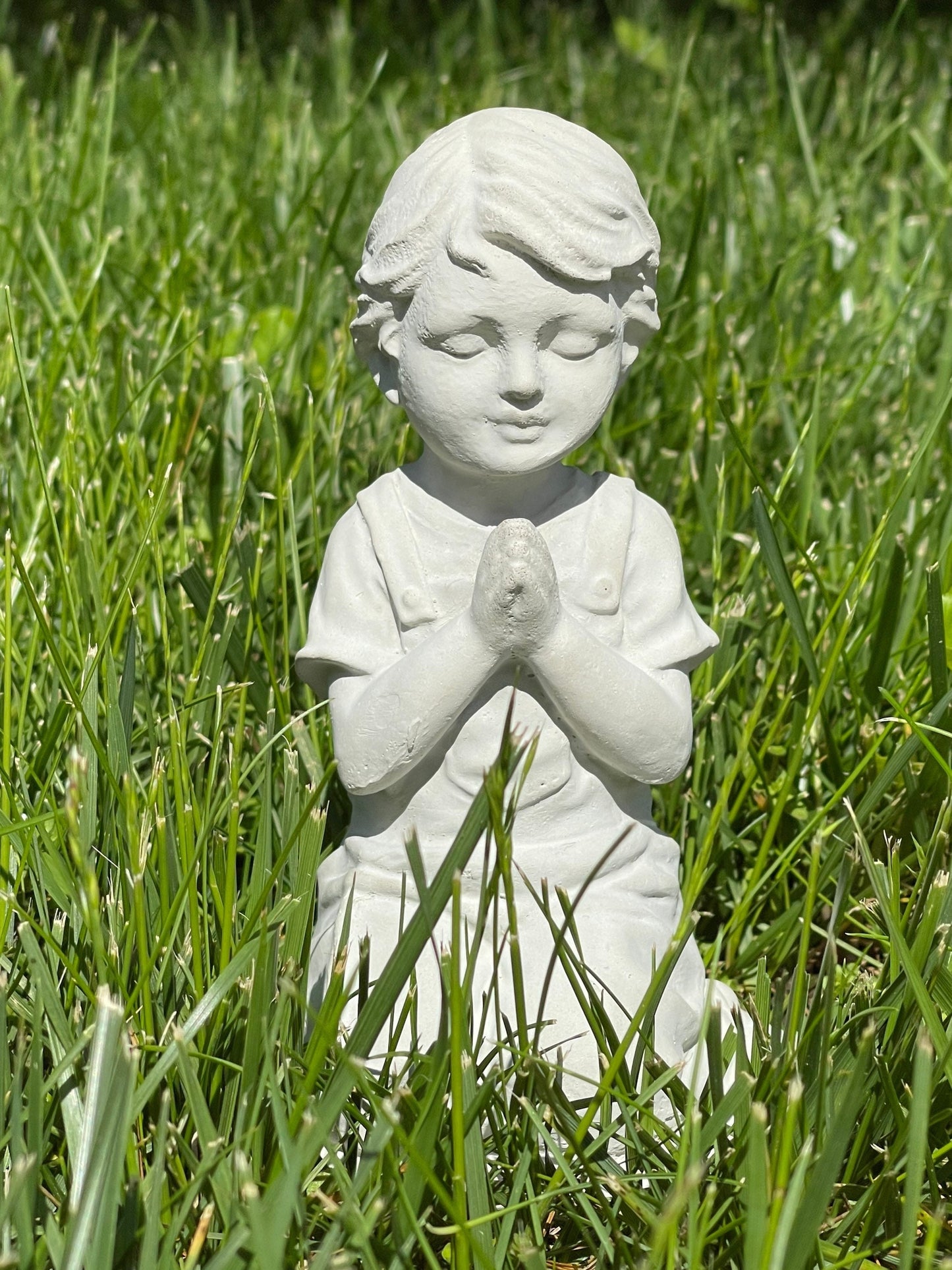 Little Boy Praying in the Holy Garden Statue