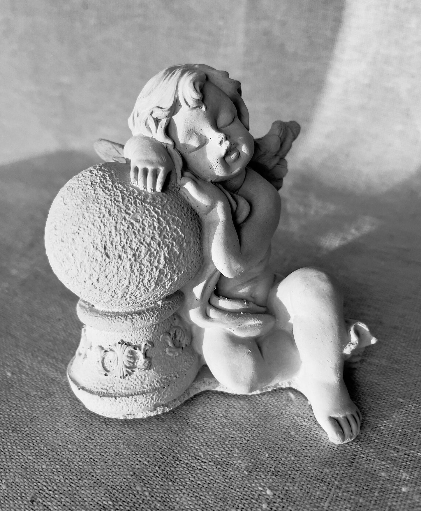 4" Baby Angel Resting on Orb Statue