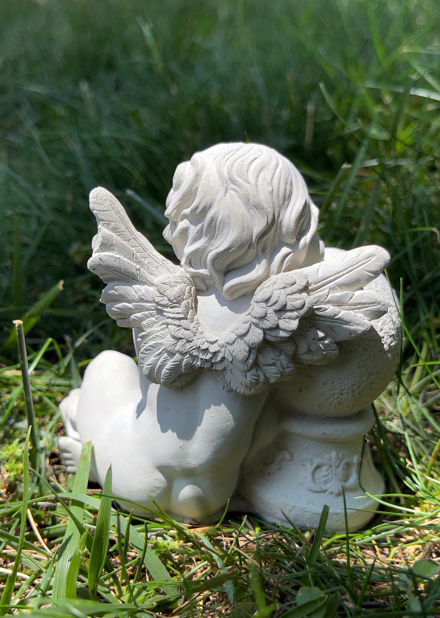 4" Baby Angel Resting on Orb Statue