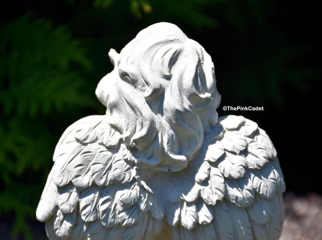 Baby Angel Kneeling in Pray Statue in Natural Patina