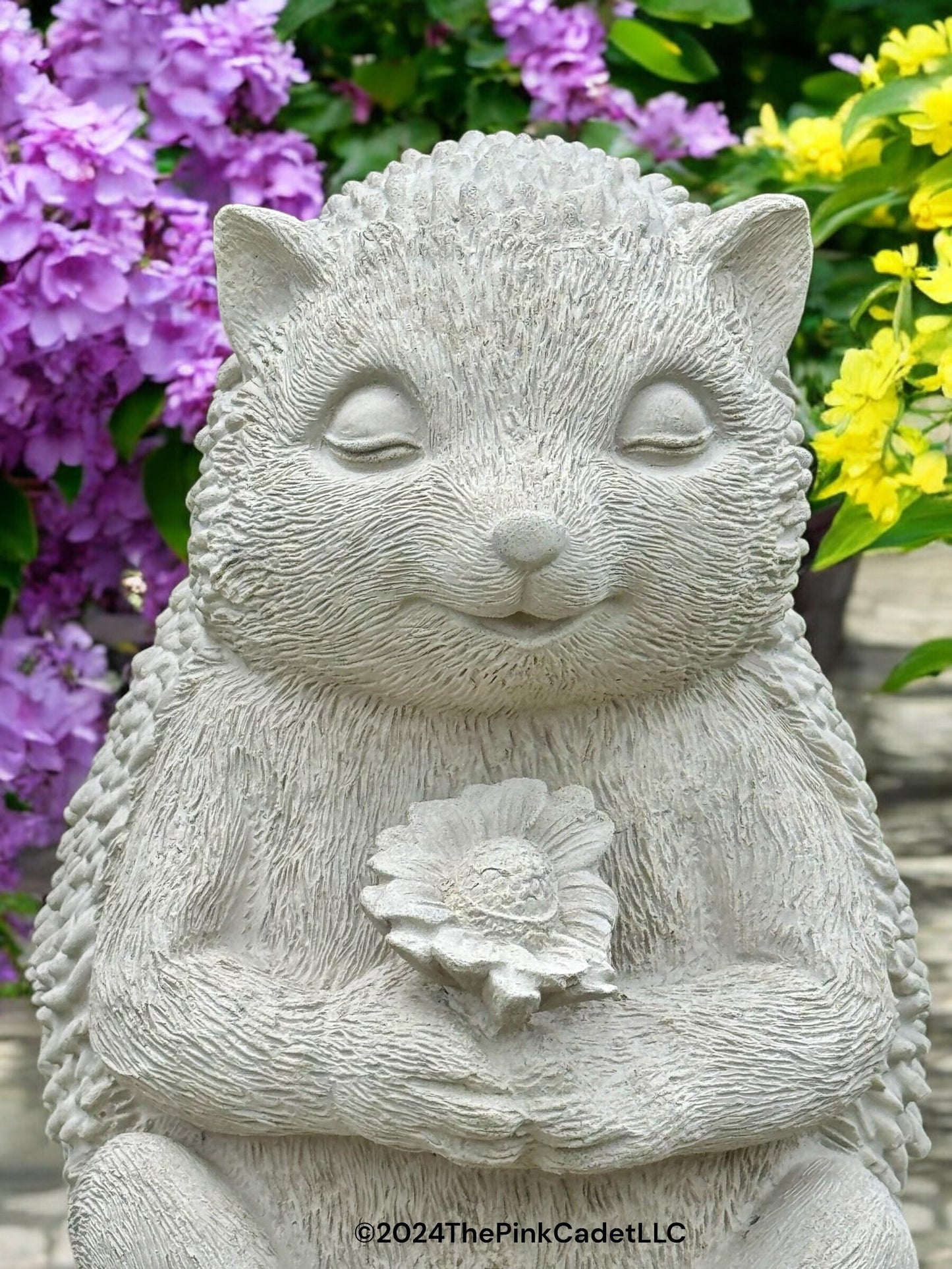 8” Sleeping Hedgehog with Broken Flower Statue