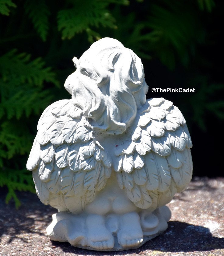 Baby Angel Kneeling in Pray Statue in Natural Patina